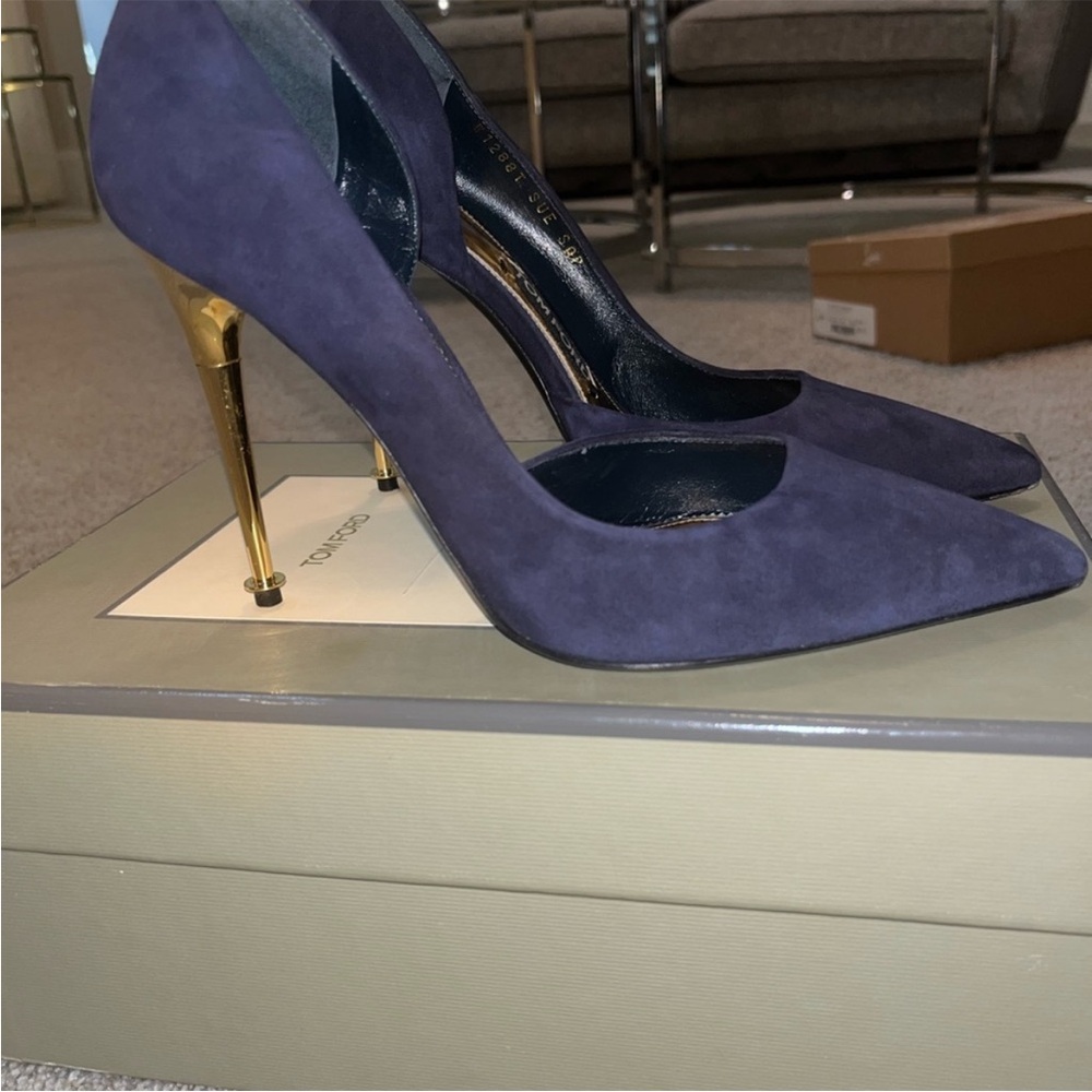 Tom Ford Women's Blue Suede Heels - Picture 2 of 4